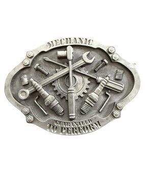 Vintage Mechanic Machinist Belt Buckle Bergamot Made In USA Industrial Edgy
